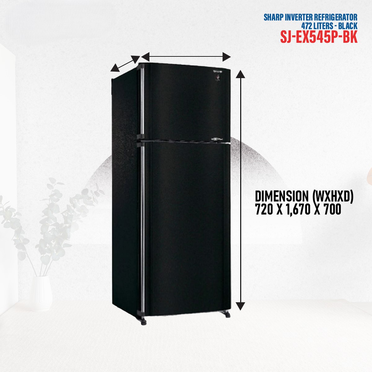 Sharp Inverter Refrigerator SJ-EX545P-BK | 472 Liters - Black SKU: SJ-EX545P-BK - Image 5